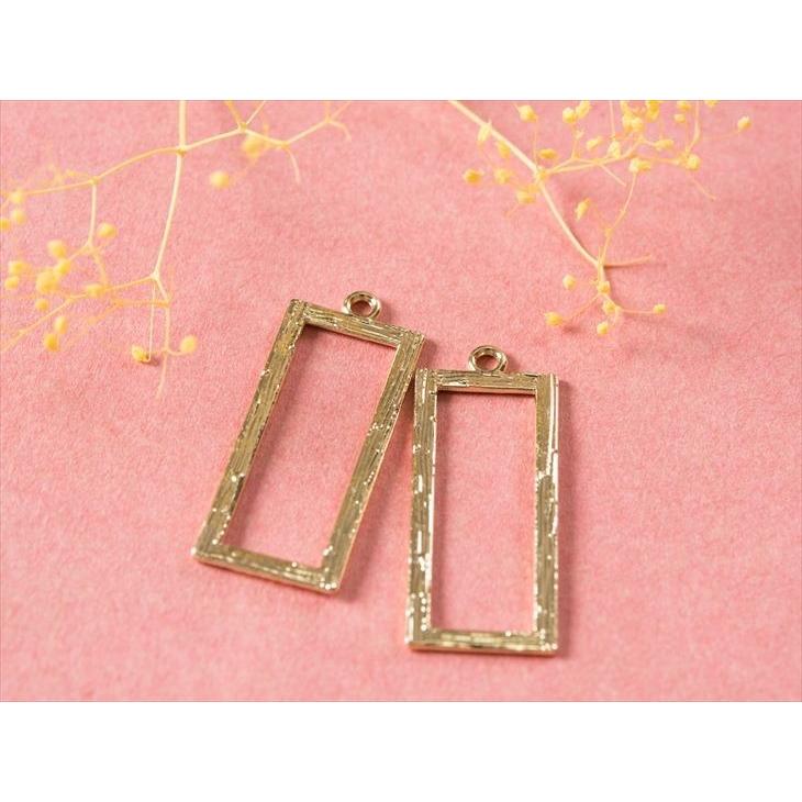 金属製 長方形型抜き 10個セット チャーム（金属） 長方形チャーム 2個 2ヶ 34mm ゴールド CCBメッキ