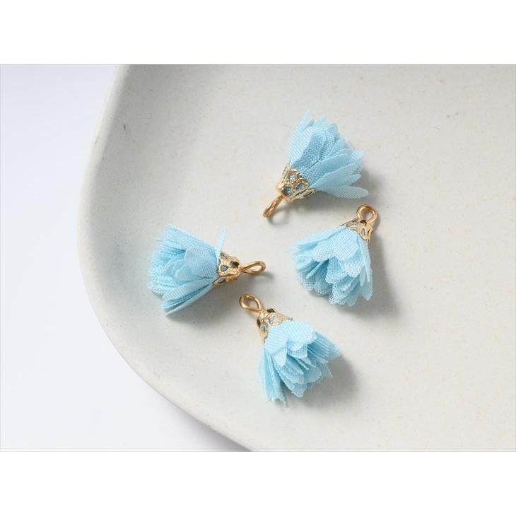 再販8フリンジ白ブルーピアスイヤリングタッセルハンドメイド