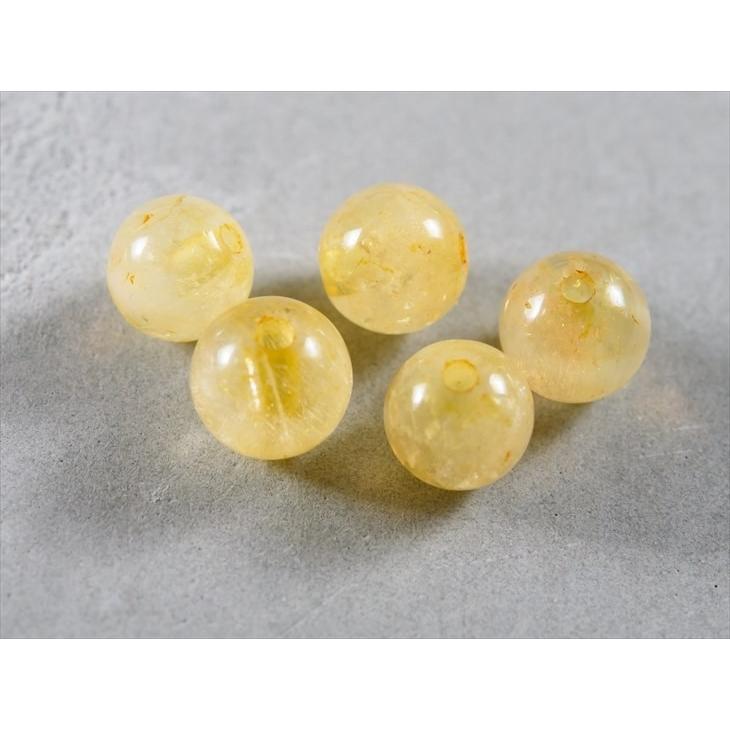 純天然石 シトリン 4mm 5個 5ヶ 天然カラー 天然石 無処理 天然 ビーズ