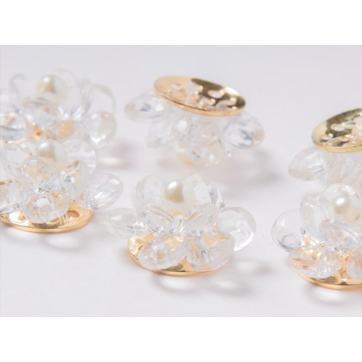 ビーズフラワー クリア 18mm 6個 6ヶ 花編み ビーズ モチーフ フラワー