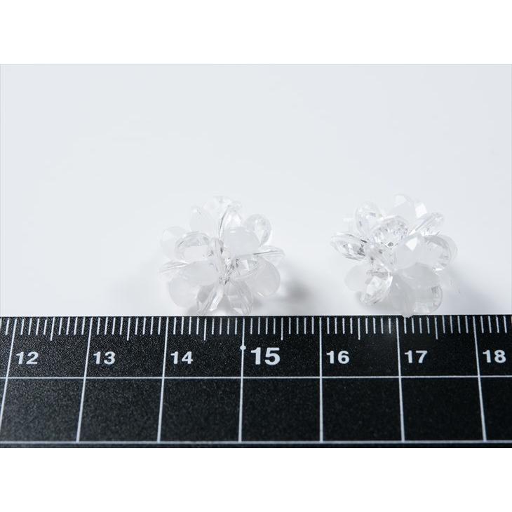 ビーズフラワー ホワイト×クリア 17mm 6個 6ヶ 花編み ビーズ