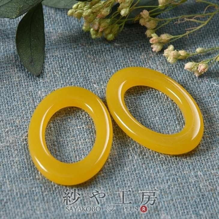 アクリルビーズ 穴なしオーバル マスタード 34mm 2個 2ヶ ビーズ 