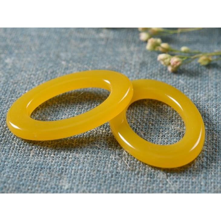 アクリルビーズ 穴なしオーバル マスタード 34mm 2個 2ヶ ビーズ 