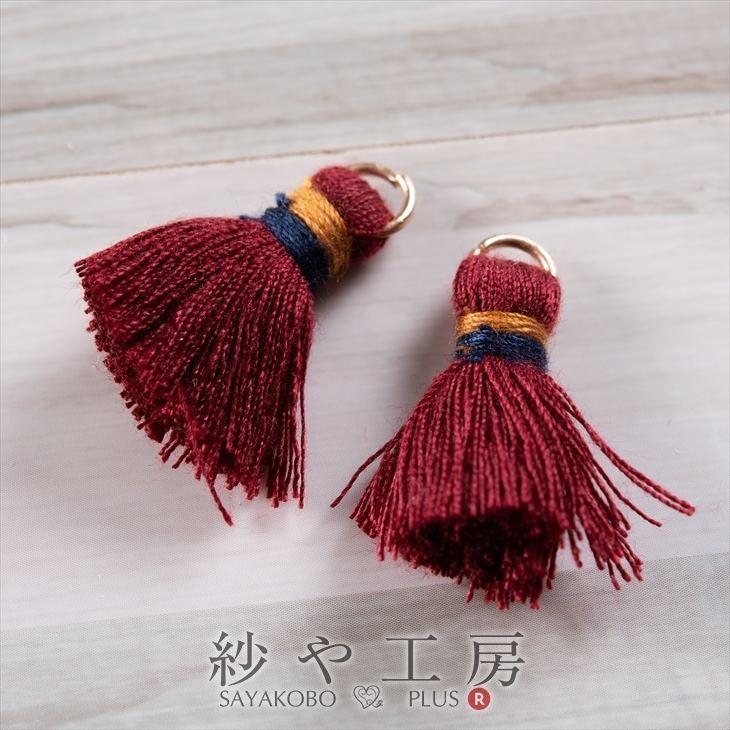 再販20　春　フリンジ　ボルドー　赤　ピアス　イヤリング　タッセル　アクセサリー B078…2way 赤×フリンジ タッセル イヤリングorピアス | pocarina