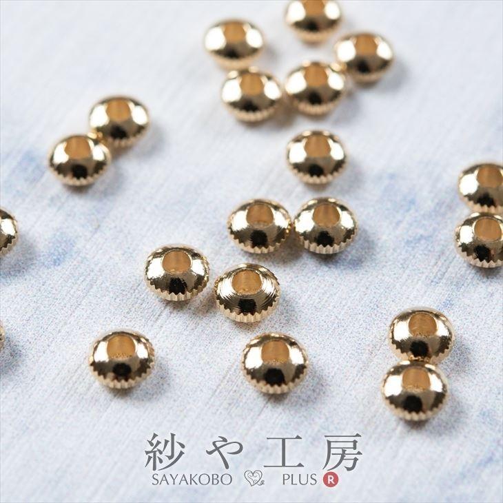 スペーサー 円盤ギザギザ 国内本金メッキ ゴールド 4mm 20個 20ヶ 真鍮