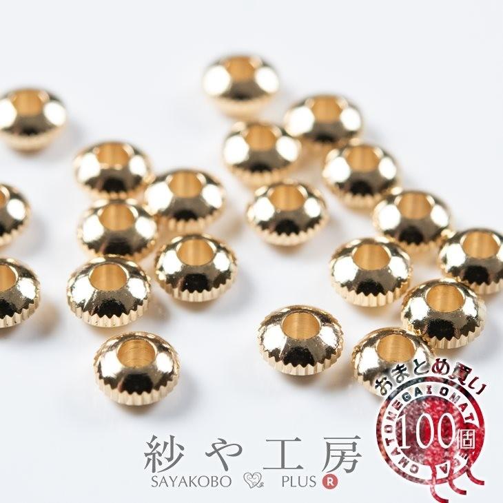 スペーサー 円盤ギザギザ 本金メッキメッキ ゴールド 4mm 100個 100ヶ