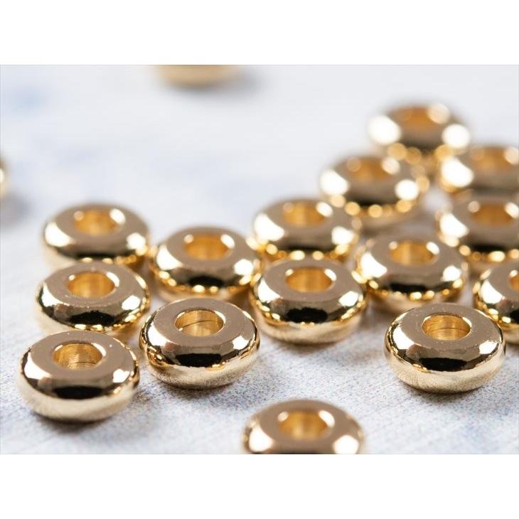 スペーサー 円柱 本金メッキメッキ ゴールド 5mm 100個 100ヶ 真鍮