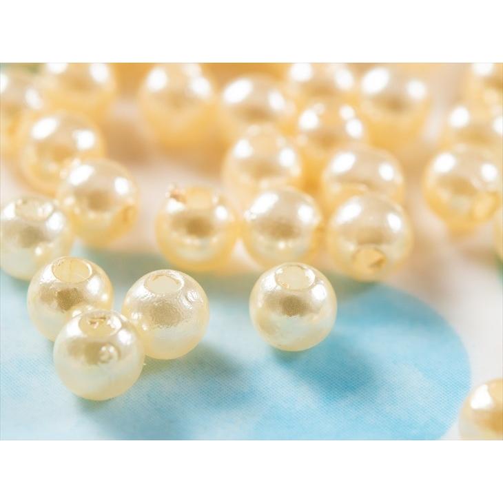 樹脂パール クリームイエロー 4mm 3g 約100個 穴あり パール ビーズ  