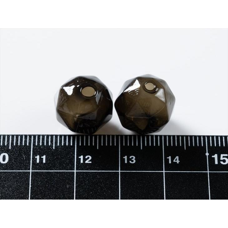 ビーズ ガラスボール 多面体 カット ブラック 14mm 10個 10ヶ ガラス