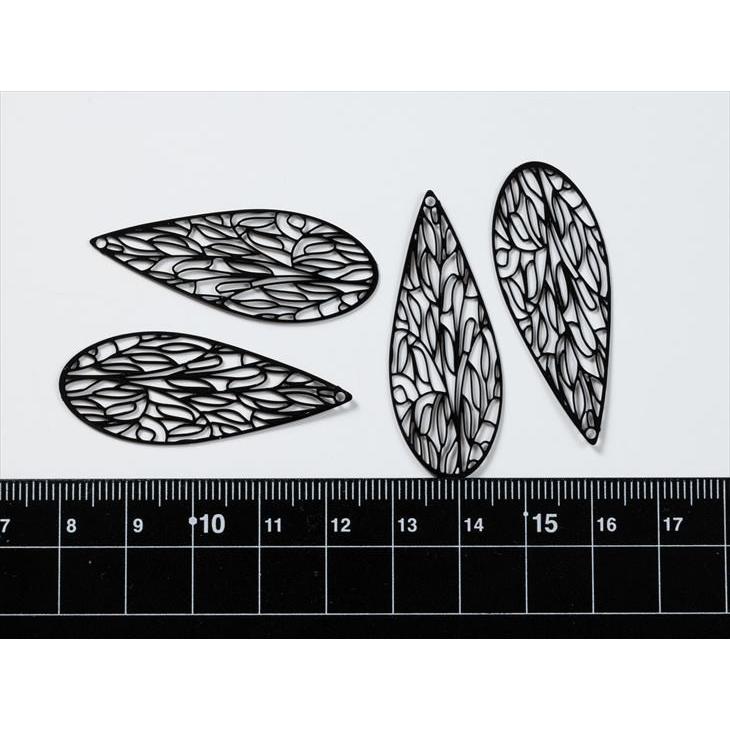 雫プレート　くり抜き　詳細画像2枚目　チャームあり¥180 無し¥160 チャーム 透かしパーツ ドロップ ブラック 45mm 4個 4ヶ 雫型 しずく