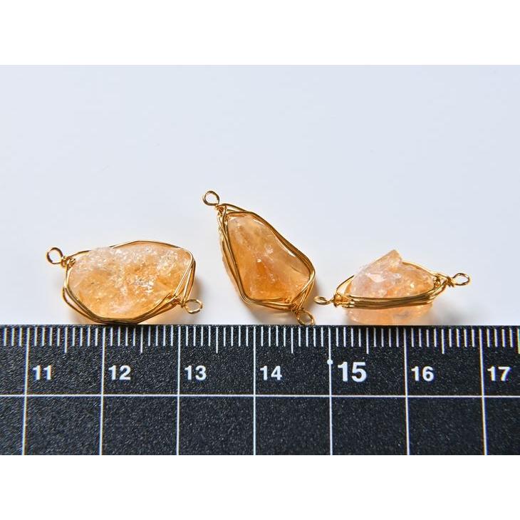 天然石チャーム ワイヤーラッピング シトリン 20mm 1個 1ヶ ピアス