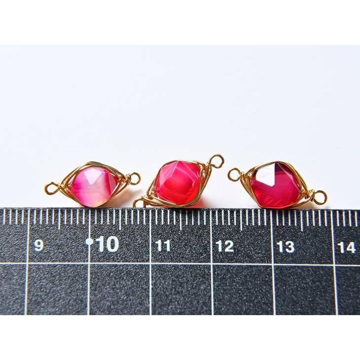 天然石チャーム ワイヤーラッピング ピンクサードニクス 17mm 1個 1ヶ