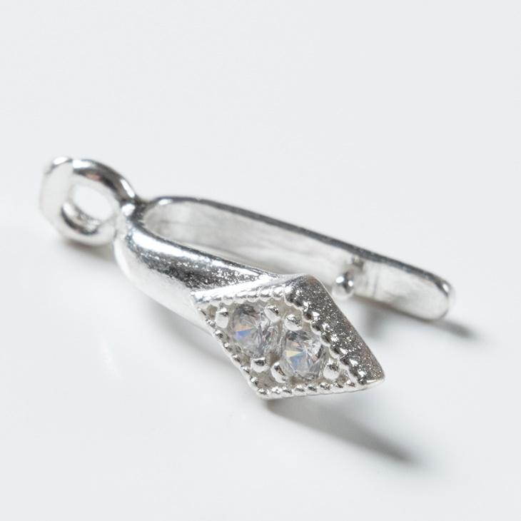 Aカン シルバー925 ストーン付き ひし形 シルバー 12mm 1個 1ヶ