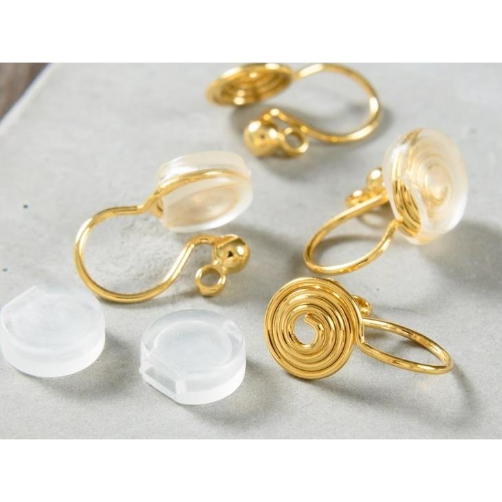 イヤリング パーツ クリップ 金メッキ 3mm玉付 縦カン付 シリコンカバー付 ゴールド 金属アレルギー対応 14mm 2ペア アクセサリー