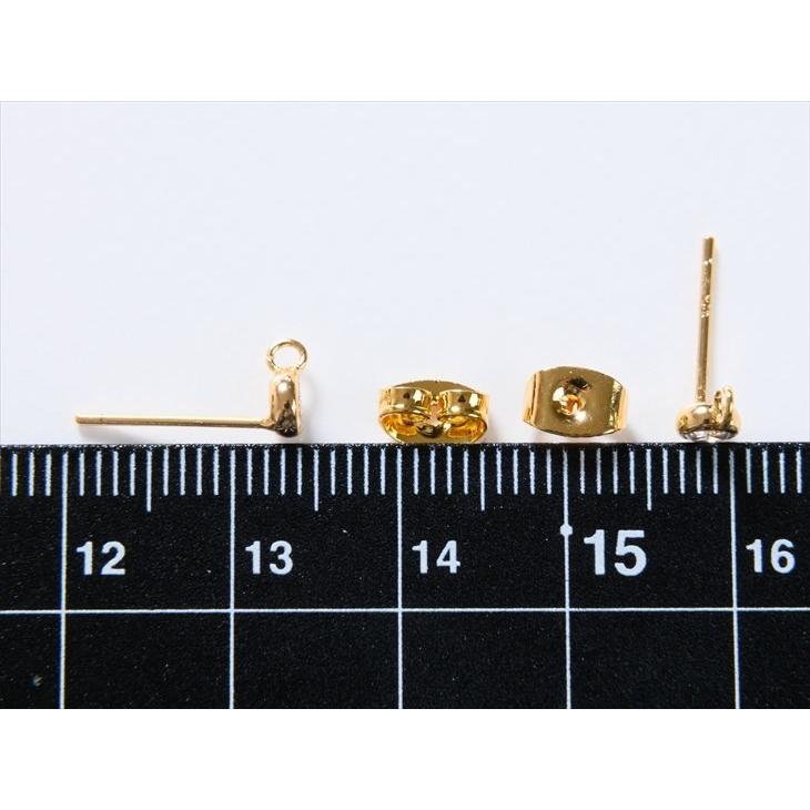 ピアスパーツ 金メッキ 1ペア 2個 キャッチ付 ポストピアス 一粒石 3mm