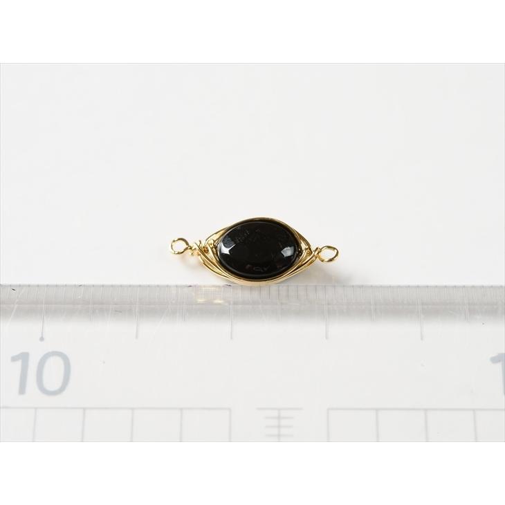 チャーム 天然石 ワイヤーラッピング ブラックオニキス 4個 4ヶ 2つ穴