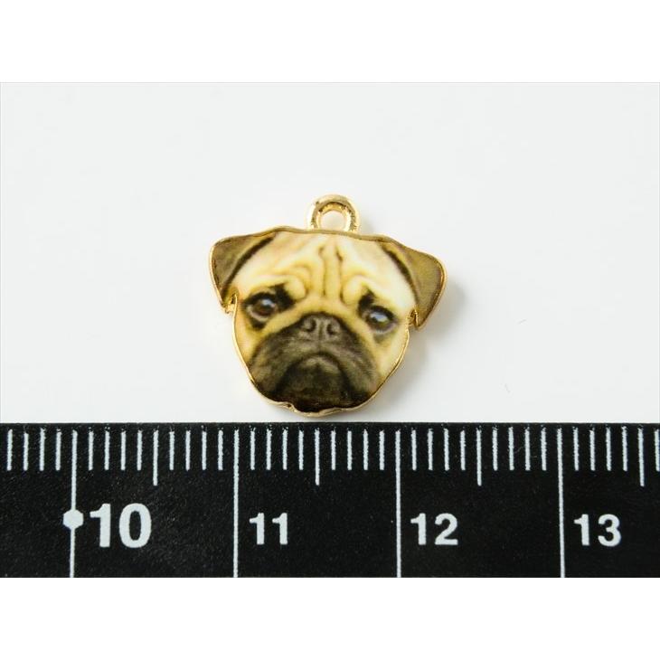 チャーム 犬 パグ 動物 アクセサリー パーツ ベージュブラック 15mm 1