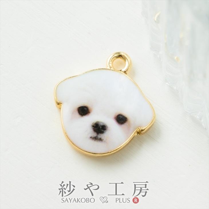 チャーム 犬 マルチーズ 動物 アクセサリー パーツ ホワイト 16.5mm 1