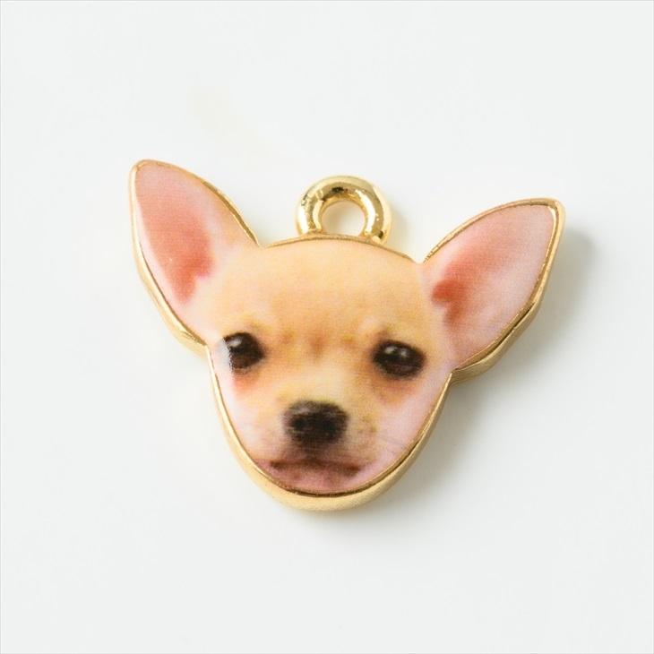 チャーム 犬 チワワ 動物 アクセサリー パーツ クリーム 14.5mm 1個