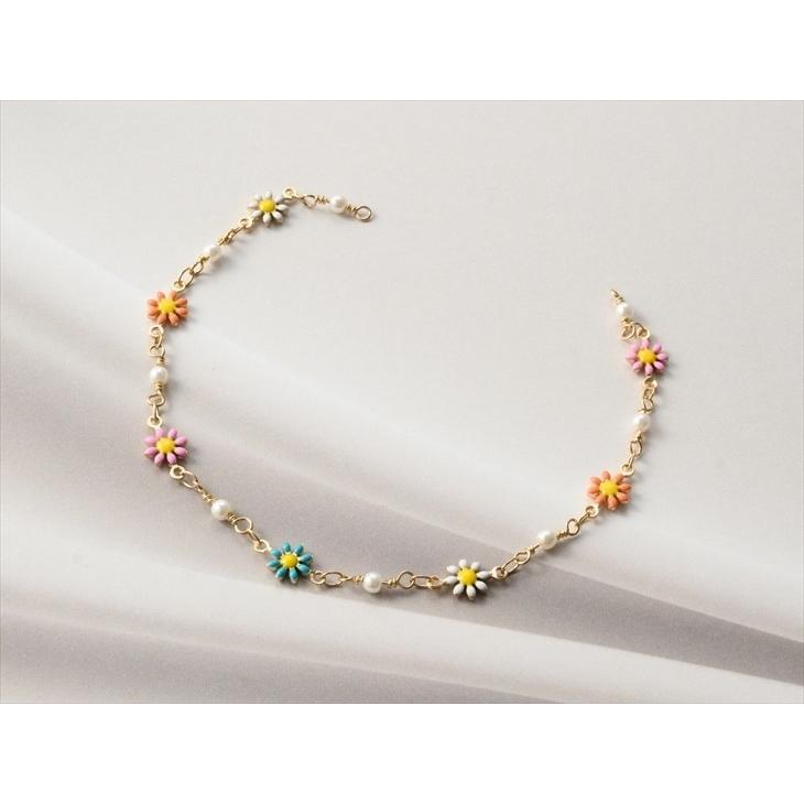 チェーン エポ 花 パール アクセサリー パーツ カラフル 10cm チェーン エポ 花 パール アクセサリー パーツ カラフル 10cm