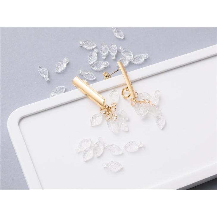 チャーム リーフ ミニ アクセサリー パーツ クリア 10.5mm 20個 植物