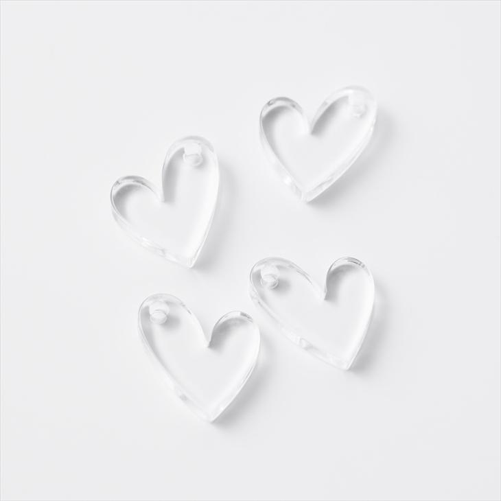 チャーム クリア ハート アクセサリー パーツ 13.5mm 4個 ハート型