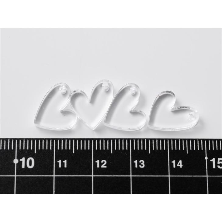 チャーム クリア ハート アクセサリー パーツ 13.5mm 4個 ハート型