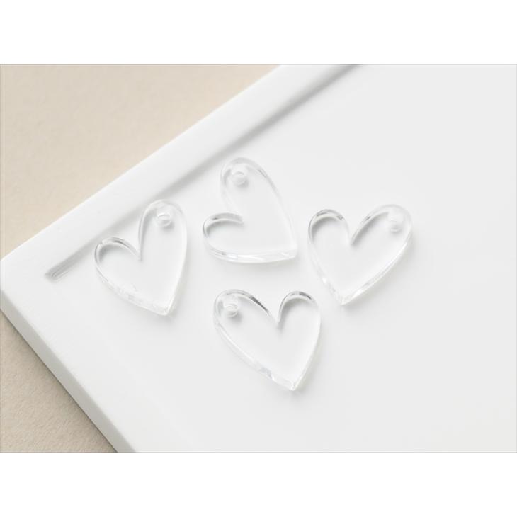 チャーム クリア ハート アクセサリー パーツ 13.5mm 4個 ハート型