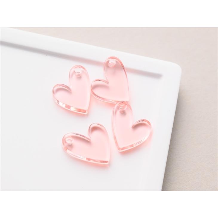 チャーム クリア ハート アクセサリー パーツ ピンク 13.5mm 4個