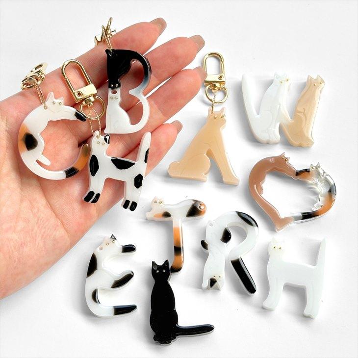 シリコンモールド アルファベット 猫 ネコ アクセサリー パーツ ねこ
