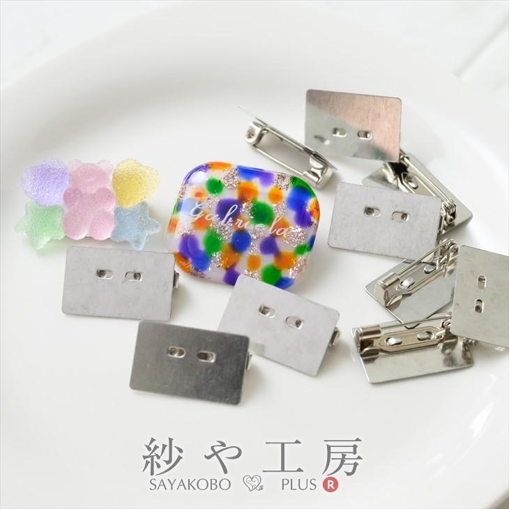   ピンブローチ　シルバー ブローチ 回転 長方形 小さめ アクセサリー パーツ シルバー 21.5×13.5