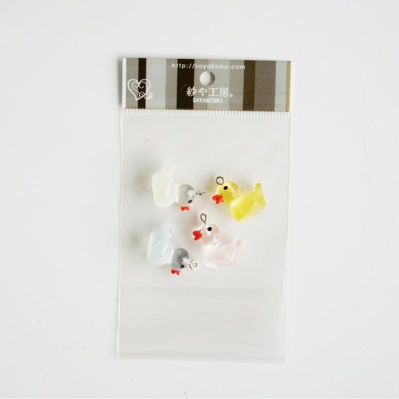チャーム 鳥 アヒル アクリル アクセサリー パーツ イエロー ピンク