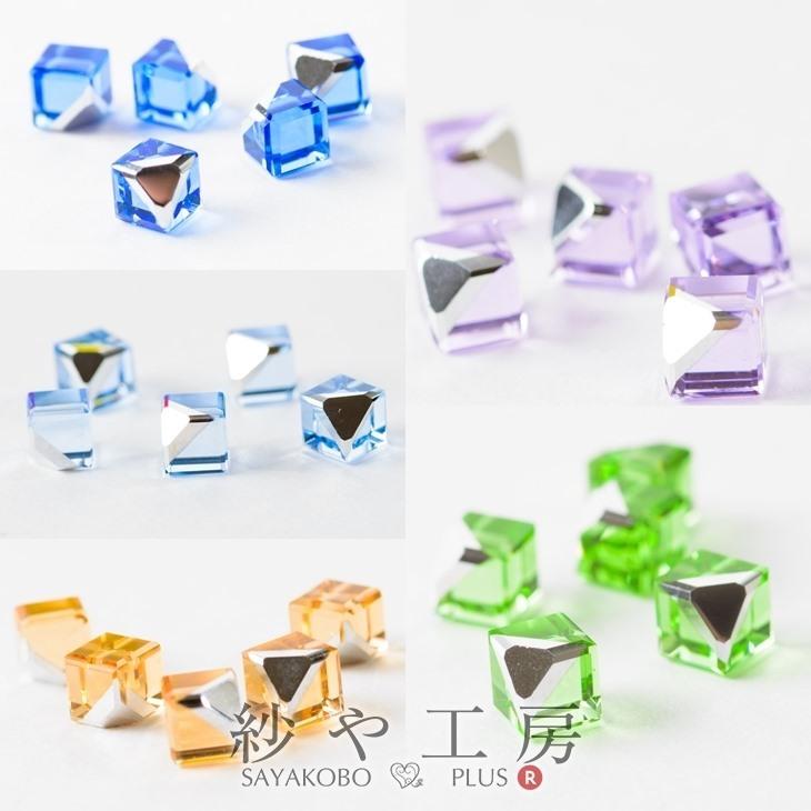 ガラスキューブ 【選べる10色】 6mm 4個 4ヶ クリア ガラスパーツ 穴