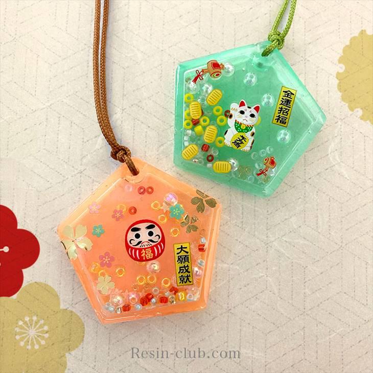 Resin club(レジンクラブ) 埋め込みレジンシール だるまと招き猫