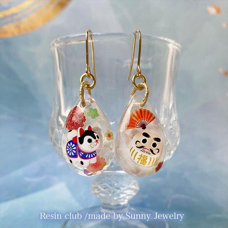 Resin club(レジンクラブ) 埋め込みレジンシール だるまと招き猫