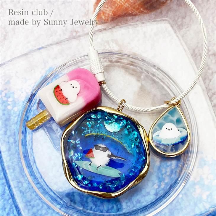 Resin club(レジンクラブ) 埋め込みレジンシール シマエナガ サマーVer