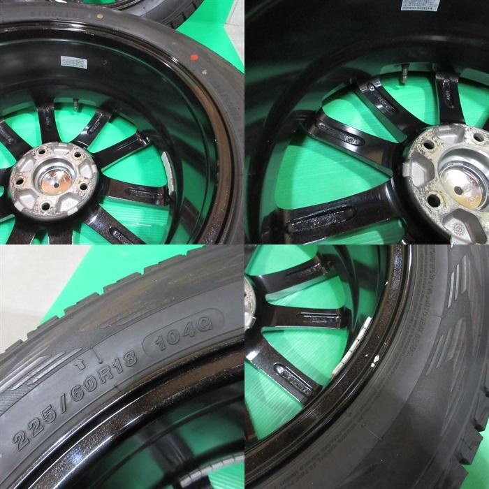 極上 レガシィアウトバック 225/60R18 冬用2021年超バリ山スタッドレス 90%-95%山 iceGUARD G075 4本 5穴PCD114.3 7.5J +55 CR-V 中古新潟｜ysd01｜08