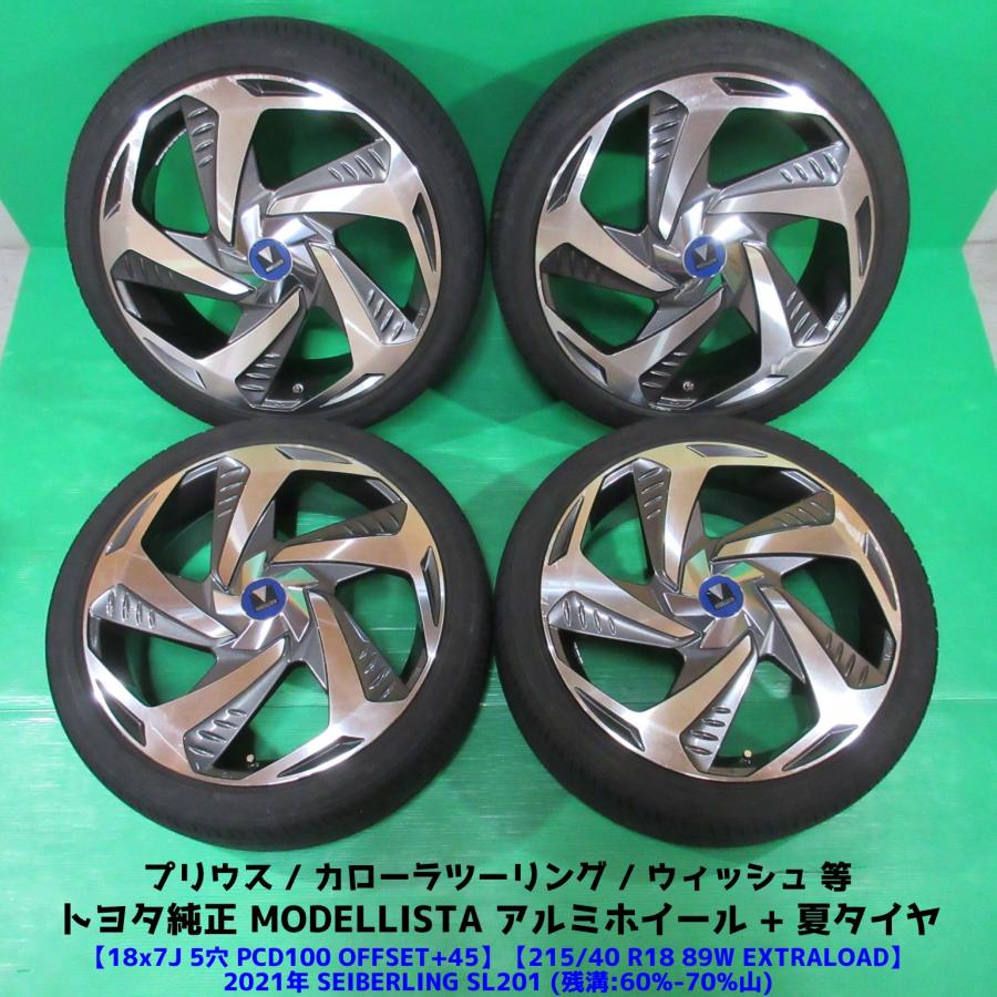 プリウス モデリスタ 215/40R18 夏タイヤ 60%-70%山 SEIBERLING SL201