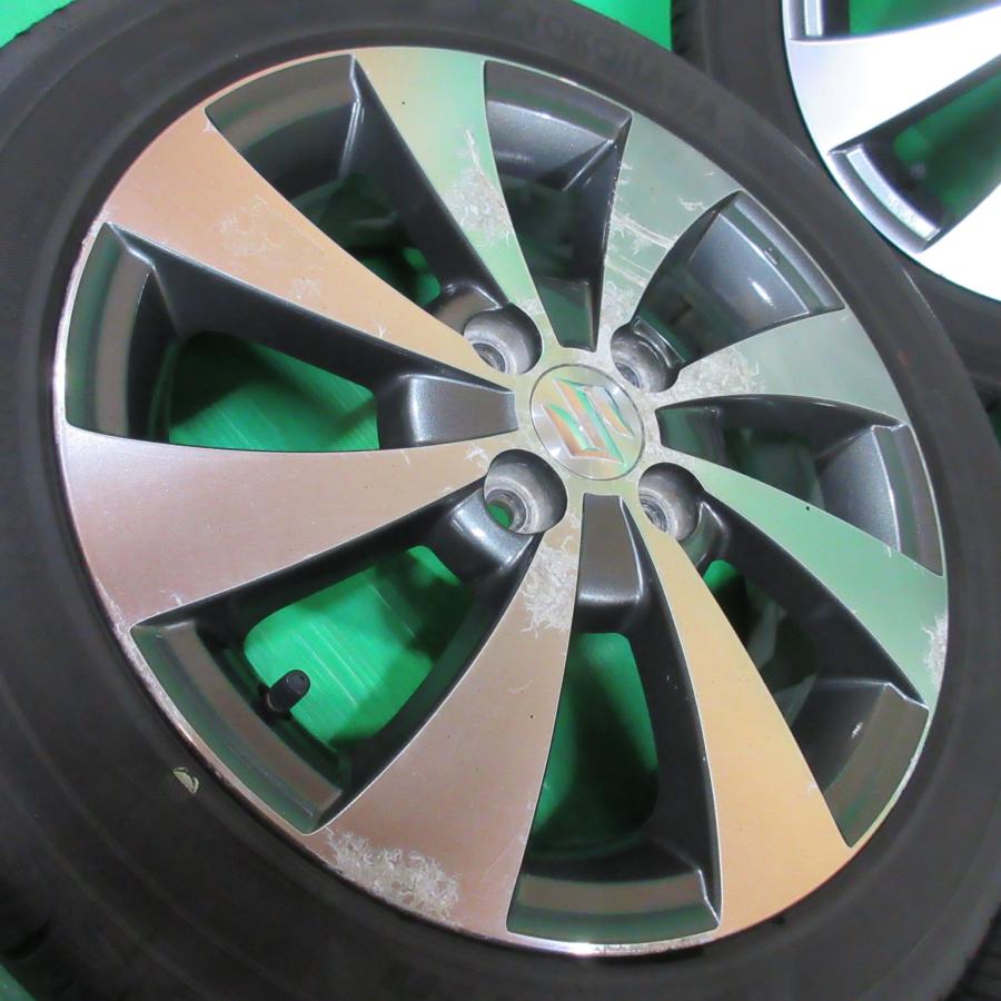 ワゴンRスティングレー純正 165/55R15 2023年夏タイヤ 60%山 YOKOHAMA BluEarth AE-01 4本 4穴PCD100 4.5J +45 スペーシア スズキ 中古新潟の画像