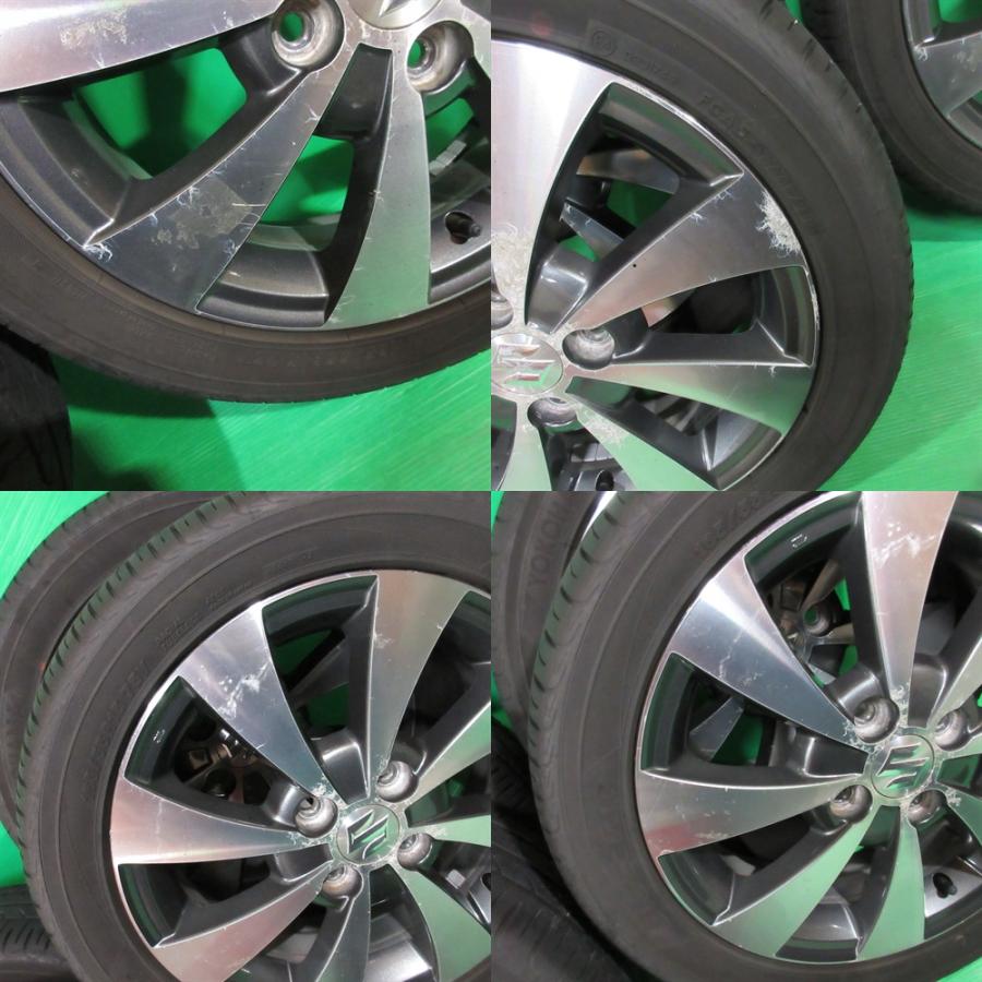 ワゴンRスティングレー純正 165/55R15 2023年夏タイヤ 60%山 YOKOHAMA BluEarth AE-01 4本 4穴PCD100 4.5J +45 スペーシア スズキ 中古新潟の画像