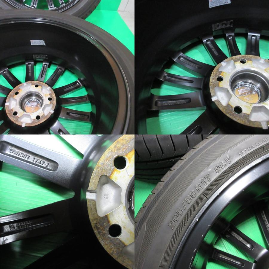 ヴォクシー 205/50R17 2025年バリ山夏タイヤ 90%山 YOKOHAMA BluEarth-RV RV03 4本 5穴PCD114.3 7J +48 ノア エスクァイア セレナ 中古新潟の画像