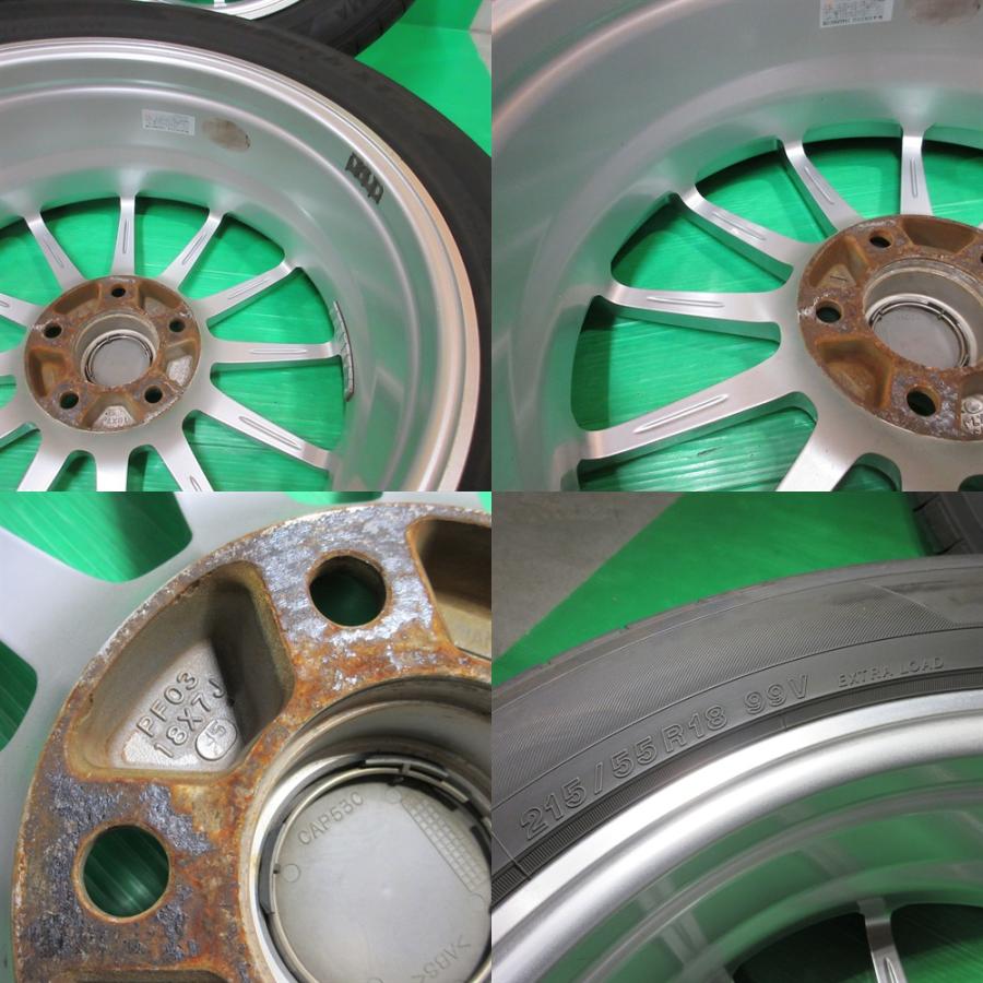 美品 MPV 215/55R18 2023年夏タイヤ 60-80%山 YOKOHAMA BluEarth-XT AE61 4本 ENKEI PF03 5穴PCD114.3 7J +45 リーフ CX-30 MX-30 中古新潟の画像