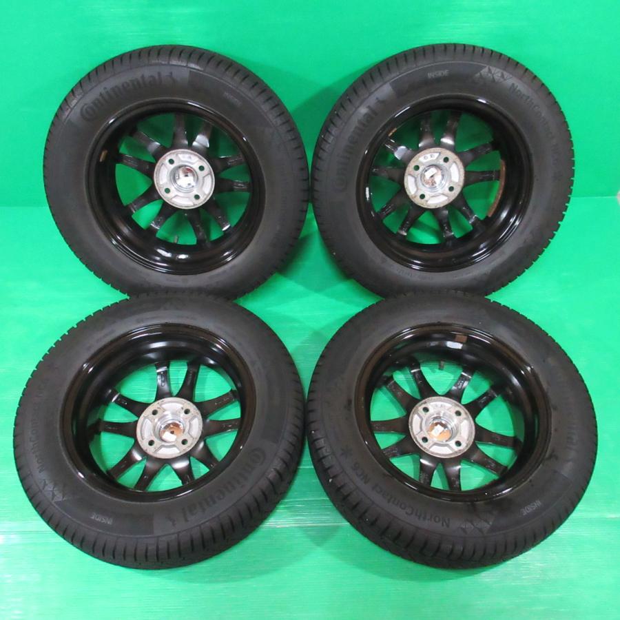 美品 ハスラー 165/70R14 バリ山スタッドレス 80%-90%山 Continental NorthContactNC6 4本 4穴PCD100 4.5J +45 ソリオ デリカD2 中古新潟の画像