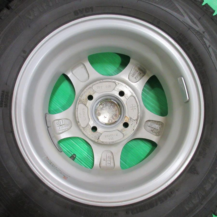 エブリイ 145/80R12 80/78 N LT 2023年超バリ山スタッドレス 90%-95%山 DUNLOP WINTERMAXX SV01 4本 4穴PCD100 4J +40 アトレー クリッパーの画像