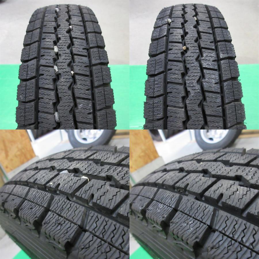 エブリイ 145/80R12 80/78 N LT 2023年超バリ山スタッドレス 90%-95%山 DUNLOP WINTERMAXX SV01 4本 4穴PCD100 4J +40 アトレー クリッパーの画像