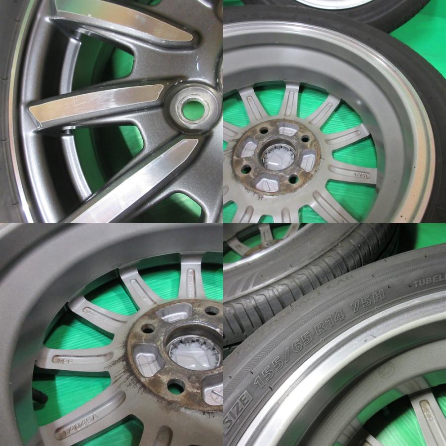 ホンダ N-WGN純正 155/65R14 夏タイヤ 40%山 BRIDGESTONE ECOPIA NH100C 4本 4穴PCD100 4.5J +40 N-BOX N-ONE 中古新潟の画像