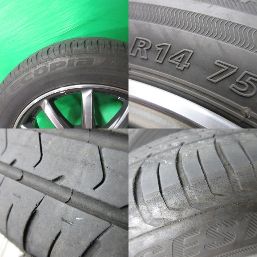 ホンダ N-WGN純正 155/65R14 夏タイヤ 40%山 BRIDGESTONE ECOPIA NH100C 4本 4穴PCD100 4.5J +40 N-BOX N-ONE 中古新潟の画像