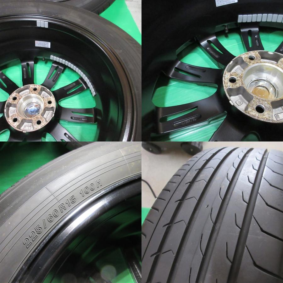エクストレイル 225/60R18 バリ山夏タイヤ 75%-80%山 YOKOHAMA BluEarth-RV03 4本 5穴PCD114.3 7J +47 レガシィアウトバック CR-V 中古新潟の画像