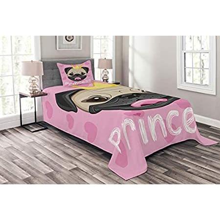 Lunarable フェミニンベッドスプレッド フェミニンベッドスプレッド ハッピースマイルプリンセスとパグ犬 ティアラピンクハート付き ハッピースマイルプリンセスとパグ犬 装飾キルト2ピースベッドカバーセット ベッドカバー 枕 並行輸入品 B07hb4szd2 Ysh Japanヤフー店