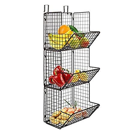 注目ブランドのギフト Hanging fruit basket rustic shelves Metal Wire 3 Tier Wall Mounted / over t 並行輸入品 調味料ラック